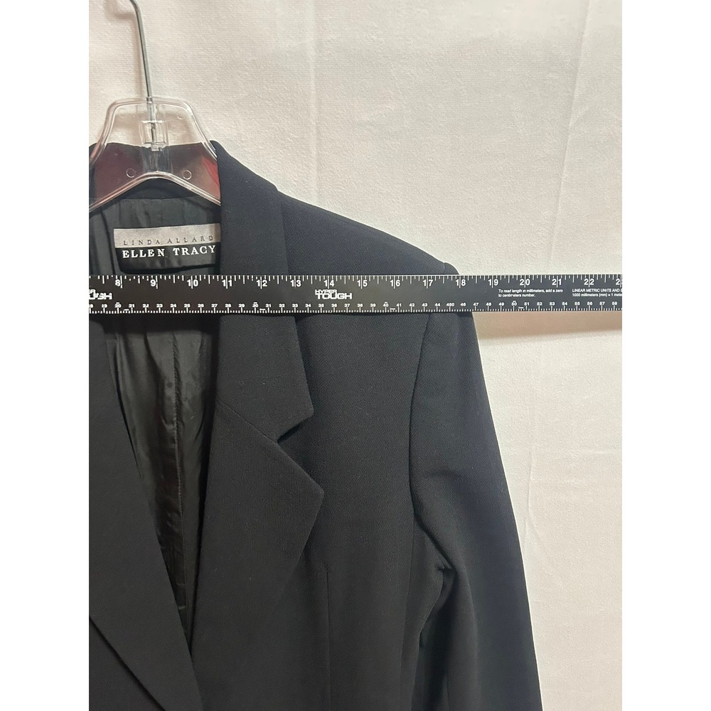Linda Allard Ellen Tracy Women Size 10 Black Single Button Blazer Wool Jacket - Picture 3 of 12